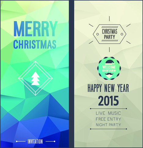 2015 Weihnachten set Einladung Karten Vintage-Stil Vektor