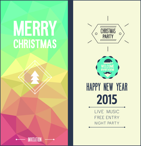 conjunto de vetor de estilo vintage de cartões de convite de Natal de 2015