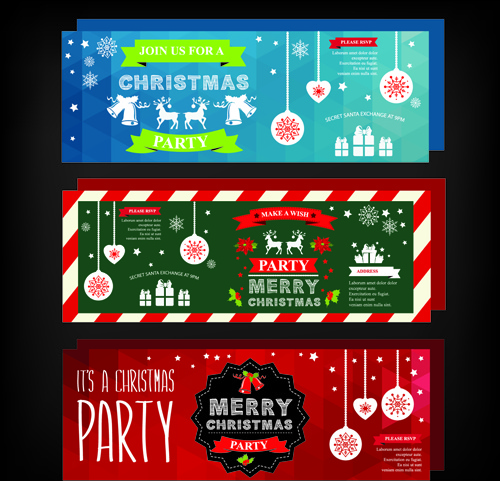 vector de bandeiras de convite de festa de Natal de 2015