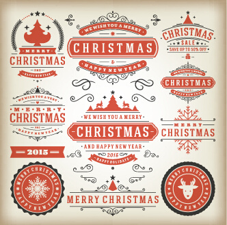 2015 Noel satış etiketleri vintage vektör