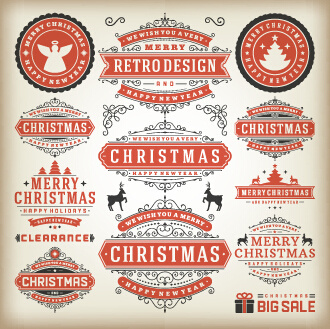 2015 Natal vendas rótulos vintage vector
