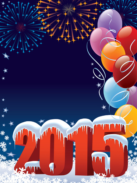 컬러 풍선 벡터와 2015 휴일 배경