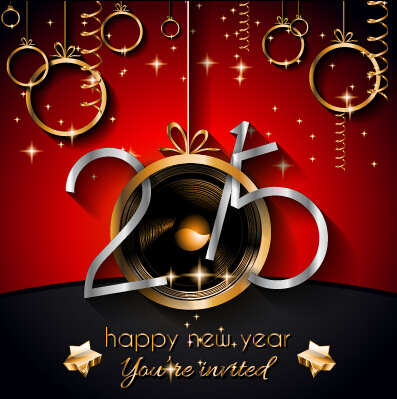 2015 yeni yıl altın süsler set arka plan