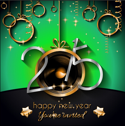 Neujahr 2015 Goldene Ornamente Hintergrund set
