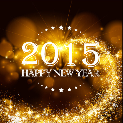 os raios dourados de ano novo de 2015 fundo vector