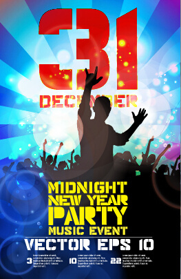 2015 Año Nuevo Midnight music party Poster Vector