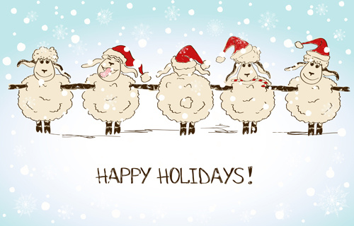 ano novo de 2015 com o Natal e o vetor de ovelha engraçado