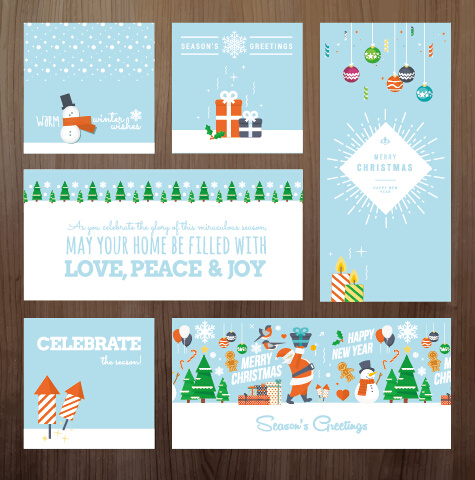 kit de tarjetas de felicitación de Navidad y año nuevo 2015 vector