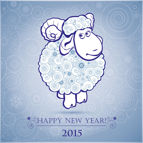 2015 año de las ovejas de vectores de fondo