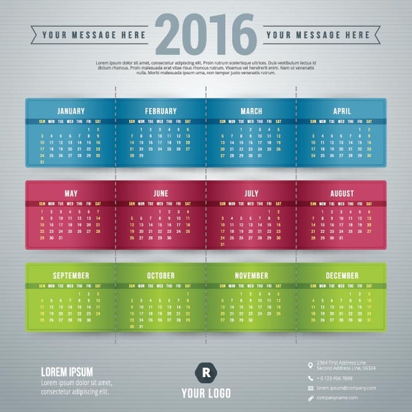 2016 カレンダー ステッチ月ジーンズ スタイルをテキストの配置します。