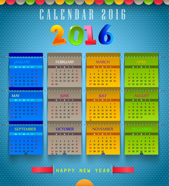 plantilla de calendario 2016