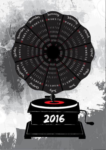 2016 календарь старинный музыкальный проигрыватель