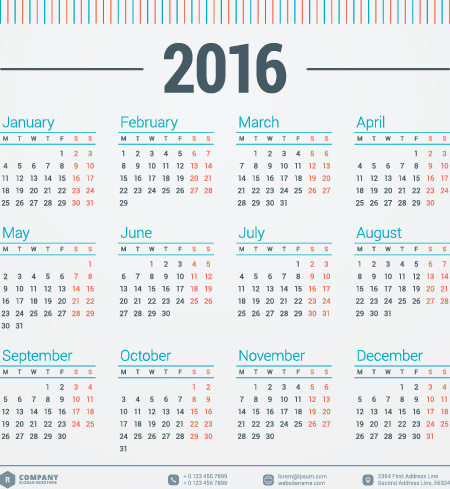 2016 会社カレンダーの創造的なデザインのベクトル