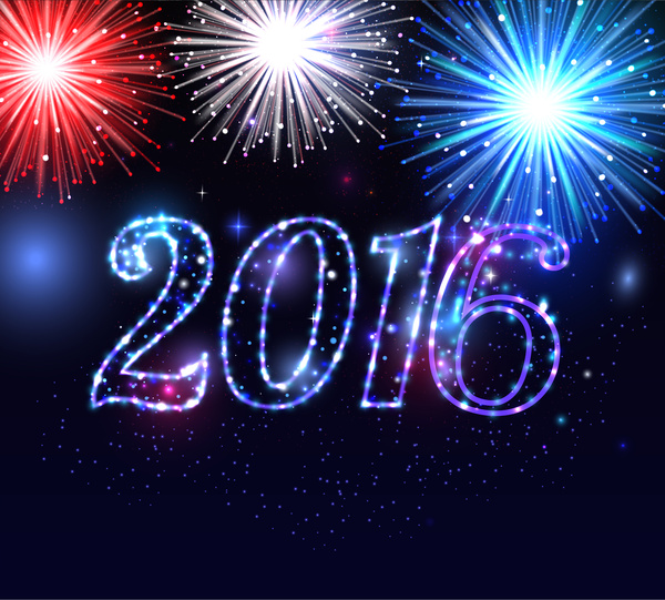 fuegos artificiales de 2016 y feliz año nuevo