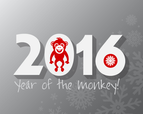 anno 2016 del vettore della scimmia