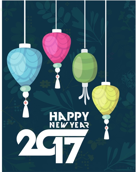 2017 Neujahr Hintergrund Laterne und Vignette design