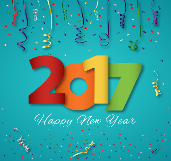 2017 yeni yıl şablon tasarımı renkli numaraları ile