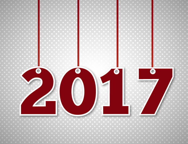 2017-Neujahr-Template-Design mit hängenden Zahlen