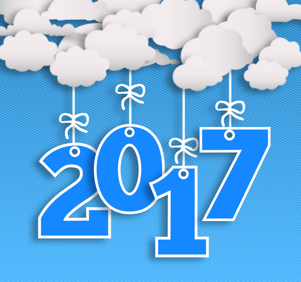 2017 tahun baru template dengan awan dan nomor