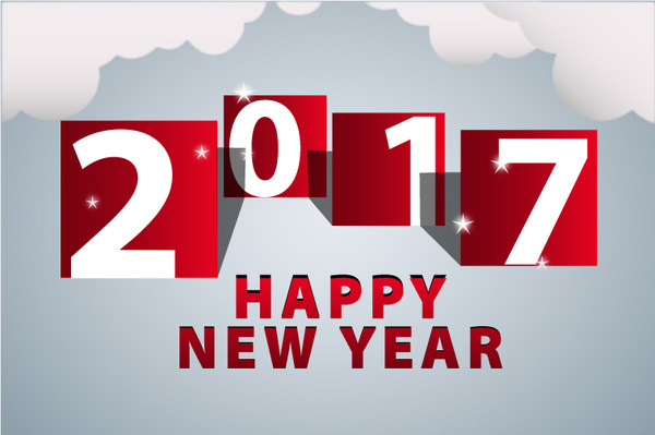 2017-Neujahr-Vorlage mit Cloud und rote Zahlen