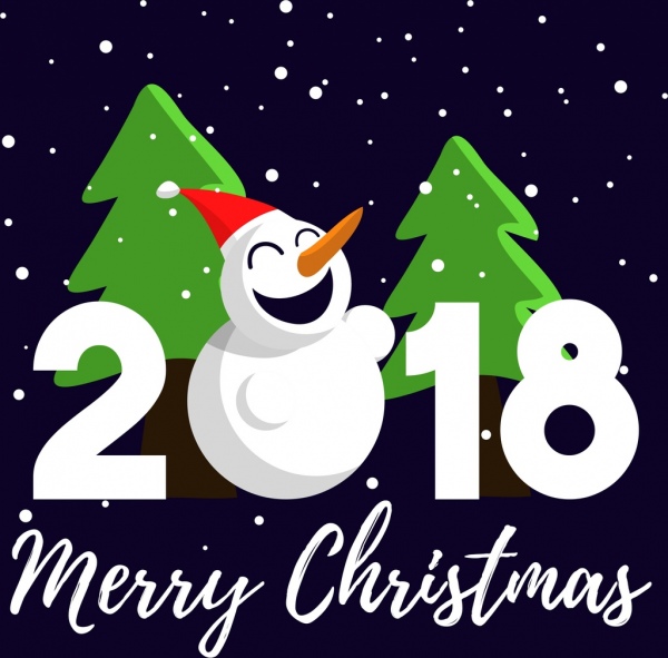 2018 크리스마스 포스터 눈사람 전나무 트리 아이콘 장식