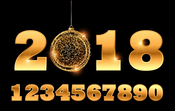 خلفية رأس السنة 2018 التألق ديكور أرقام ذهبية