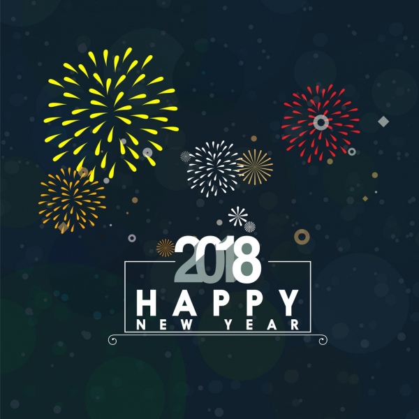 2018 anno nuovo banner colorito sfondo dei fuochi d'artificio
