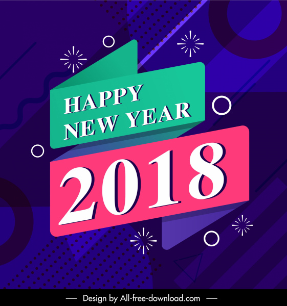 2018 nouvelle année bannière contraste coloré décor abstrait