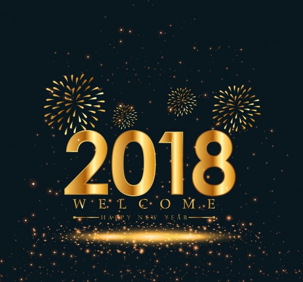 2018 anno nuovo banner scintillante numero fuochi d'artificio arredamento