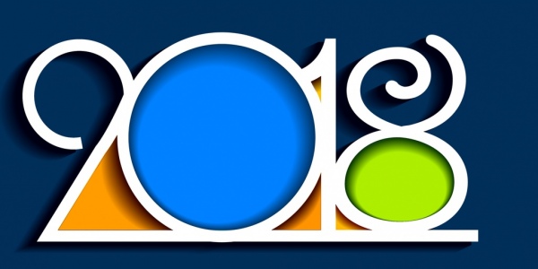 Logotipo de color plana 2018 año nuevo decoración de numeración