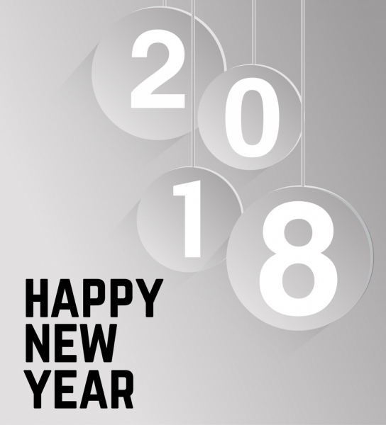 pôster de ano novo de 2018 pendurado decoração número de ícones