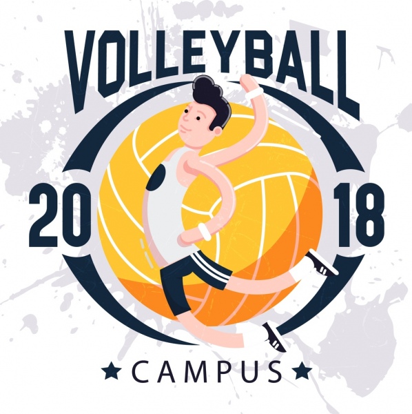 Spanduk kampus bola voli 2018 athelte ball icons décor