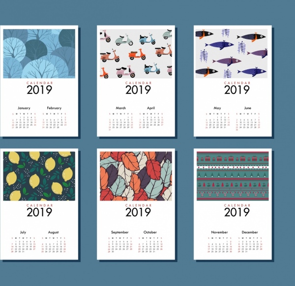 2019 kalender kehidupan template tema dekorasi klasik