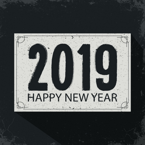 2019 новый год баннер темно серый классический декор