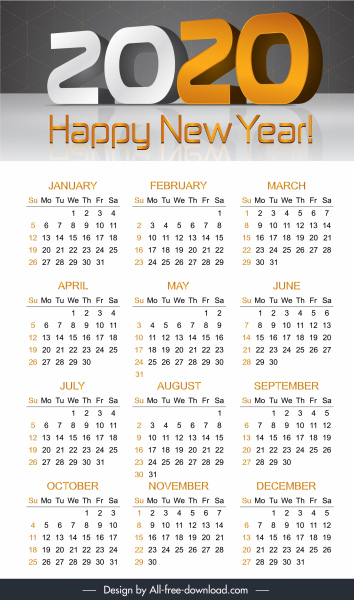 dekorasi modern 3d 2020 kalender template
