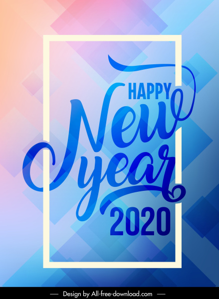 2020 nuovo anno banner luminoso moderno calligrafico geometrico