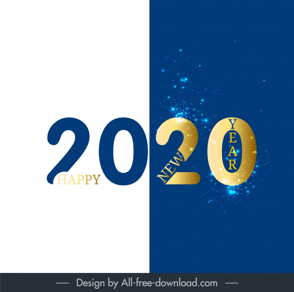 2020新年旗帜明亮的现代闪闪发光的装饰