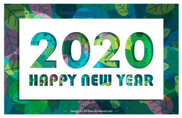 2020 nouvelle année bannière classique coloré feuilles décor