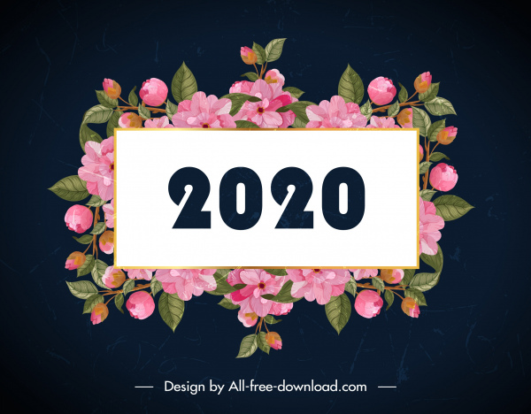 2020新年橫幅優雅的天然植物裝飾