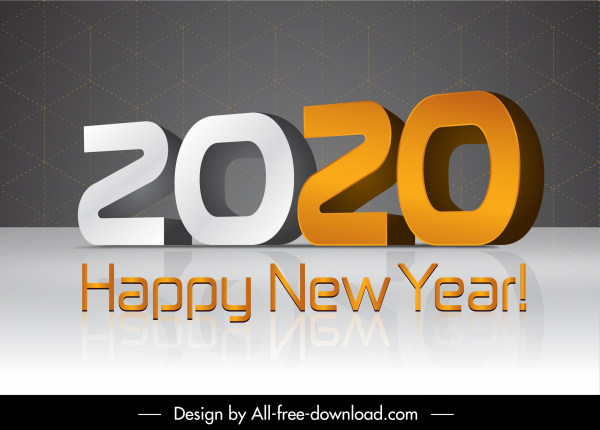 2020 nouvelle année affiche moderne numéros 3D décor