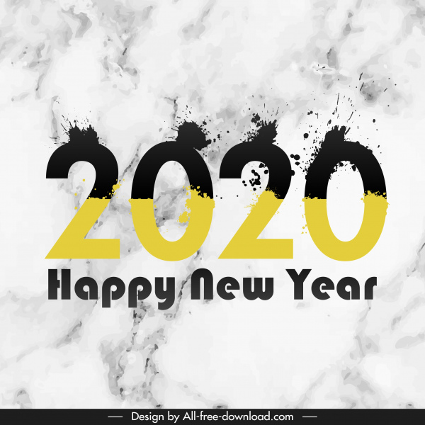 2020 nuovo anno modello moderno grunge Inky numeri