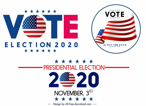 2020 logotipos eleitorais dos EUA brilhantes design colorido moderno