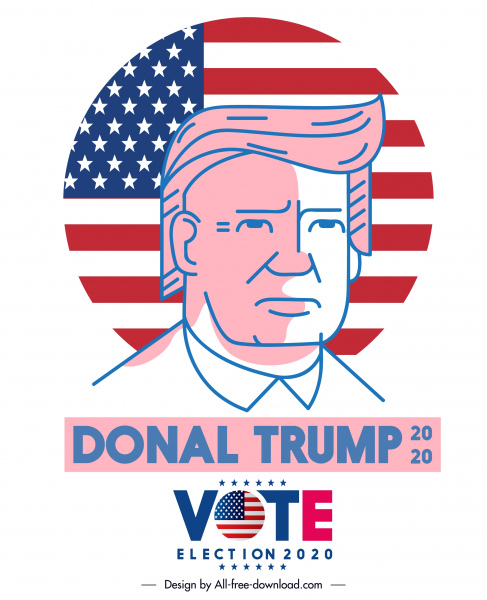 2020 年美國選舉海報總統肖像旗素描。