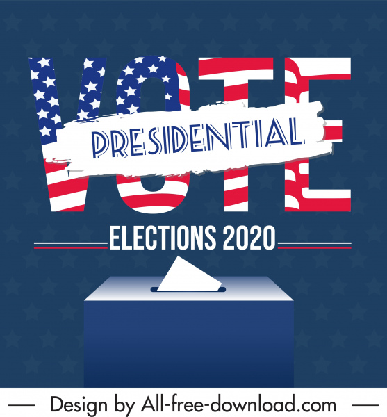 2020 년 미국 선거 포스터 텍스트 플래그 요소 장식