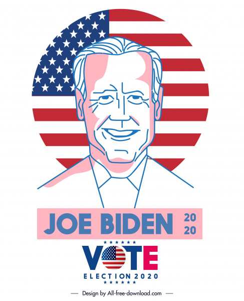 2020 年美國投票橫幅候選人素描手繪設計。