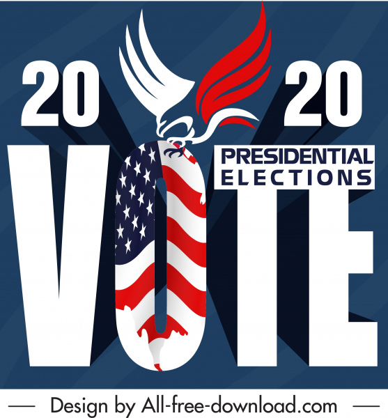 2020 USA Voting banner teks bendera dekorasi elang