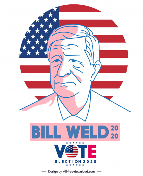 2020 USA Voting poster handditarik calon bendera sketsa