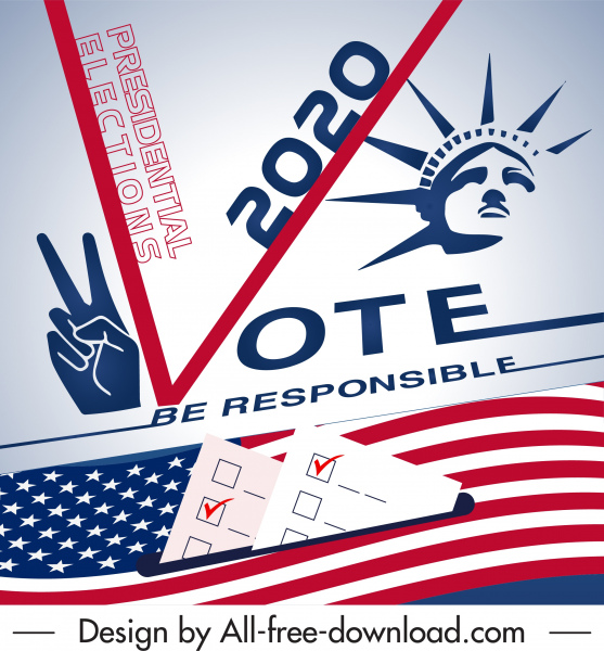 2020 ABD oylama posteri modern ulusal amblem taslağı