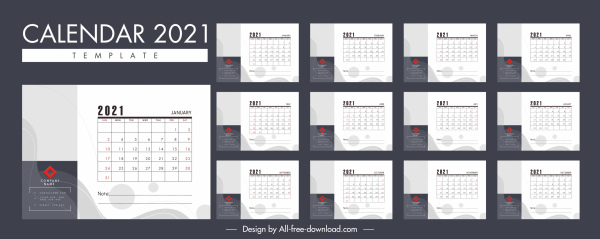 2021 template kalender modern polos dekorasi putih