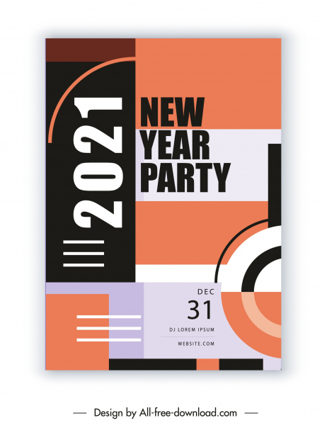 2021 tahun baru pesta banner elegan abstrak datar